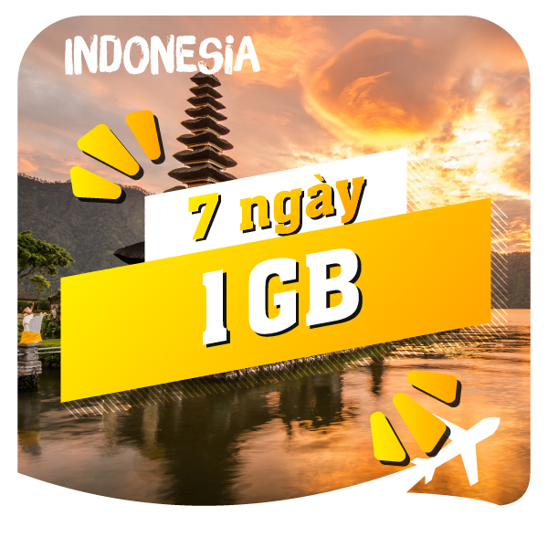 eSIM du lịch Bluecom Indonesia 1GB/7 Ngày