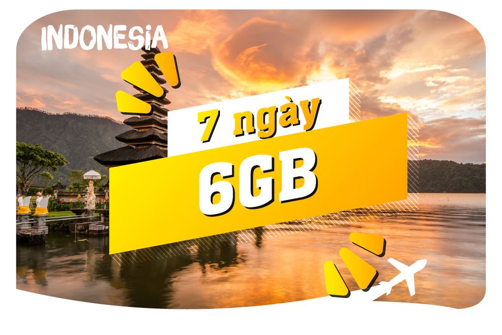 eSIM du lịch Bluecom Indonesia 6GB/7 Ngày