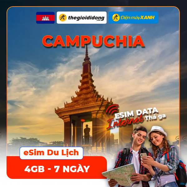 eSIM du lịch Bluecom Cambodia 4GB/7 Ngày