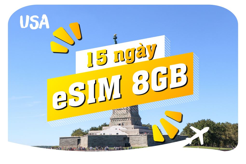 eSIM du lịch Bluecom United States 8GB/15 Ngày