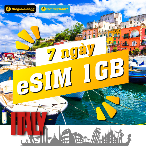 eSIM du lịch Bluecom Italy 1GB/7 Ngày
