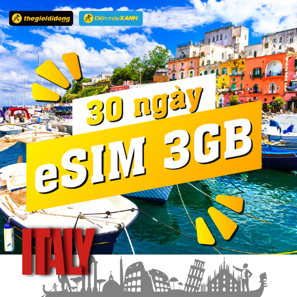 eSIM du lịch Bluecom Italy 3GB/30 Ngày