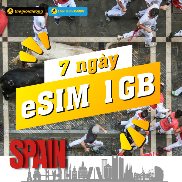 eSIM du lịch Bluecom Spain 1GB/7 Ngày