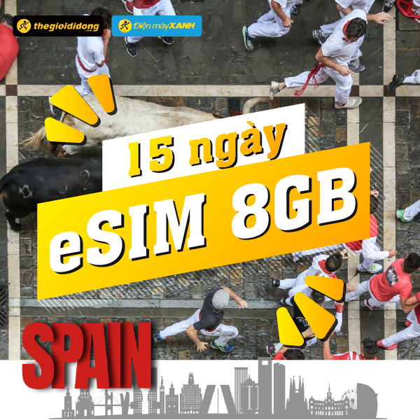 eSIM du lịch Bluecom Spain 8GB/15 Ngày