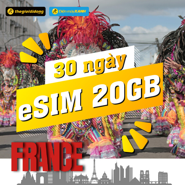 eSIM du lịch Bluecom France 20GB/30 Ngày