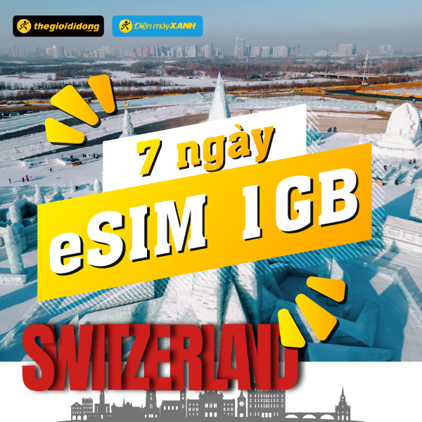 eSIM du lịch Bluecom Switzerland 1GB/7 Ngày