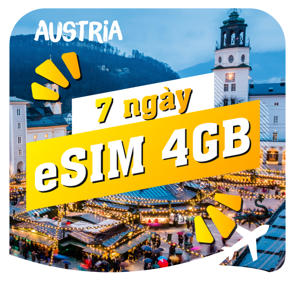 eSIM du lịch Bluecom Austria 4GB/7 Ngày