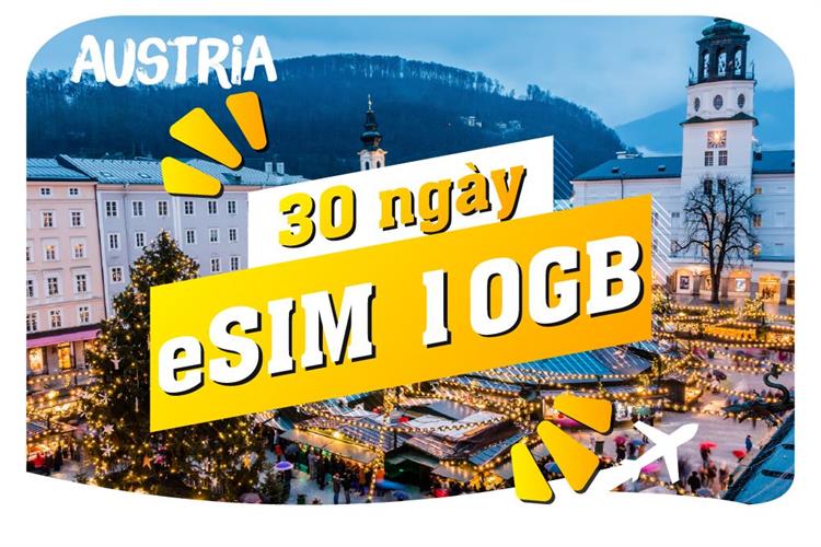 eSIM du lịch Bluecom Austria 10GB/30 Ngày