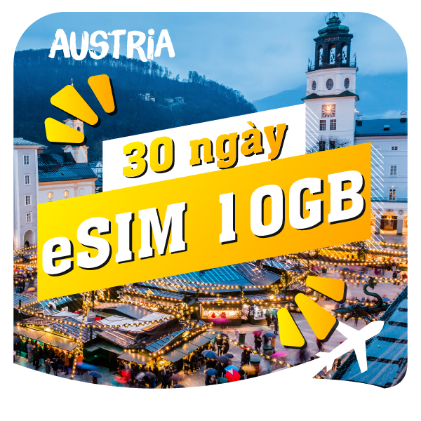 eSIM du lịch Bluecom Austria 10GB/30 Ngày