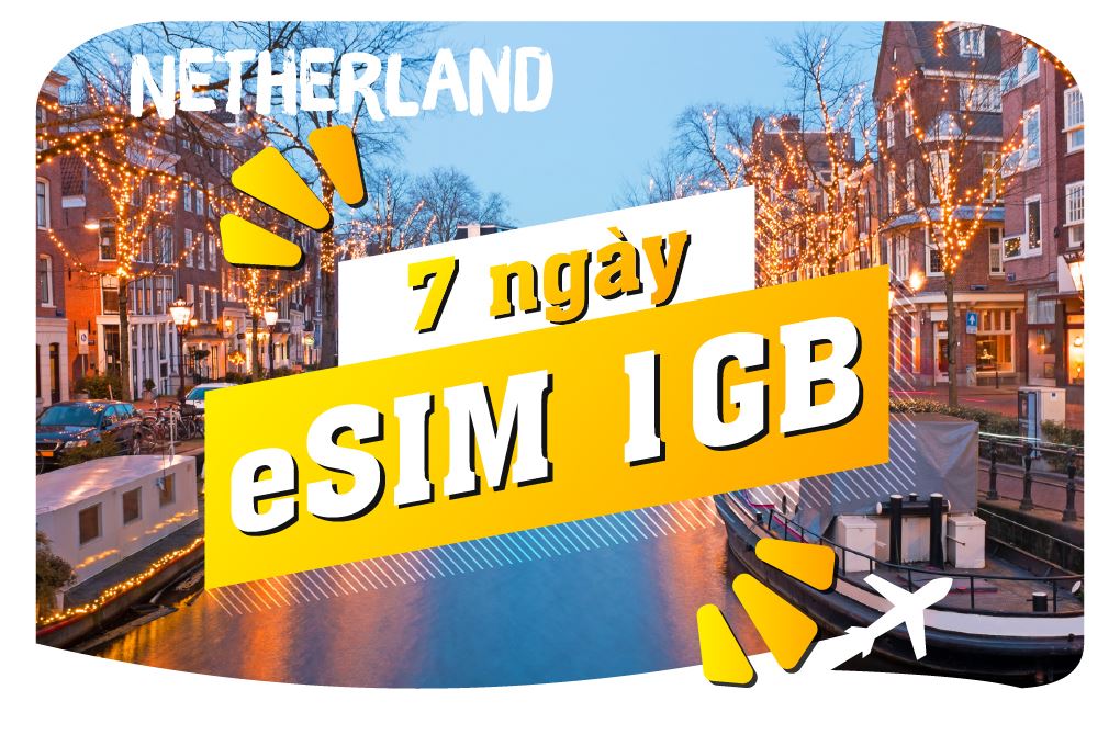 eSIM du lịch Bluecom Netherlands 1GB/7 Ngày