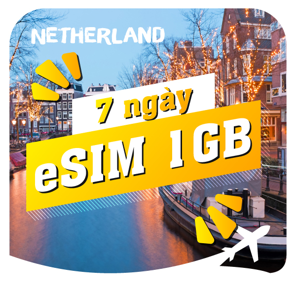 eSIM du lịch Bluecom Netherlands 1GB/7 Ngày