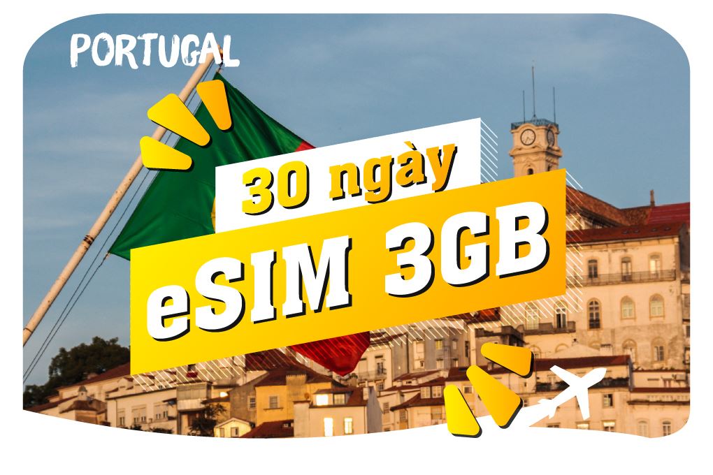 eSIM du lịch Bluecom Portugal 3GB/30 Ngày