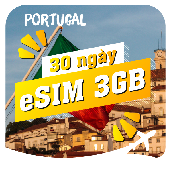 eSIM du lịch Bluecom Portugal 3GB/30 Ngày