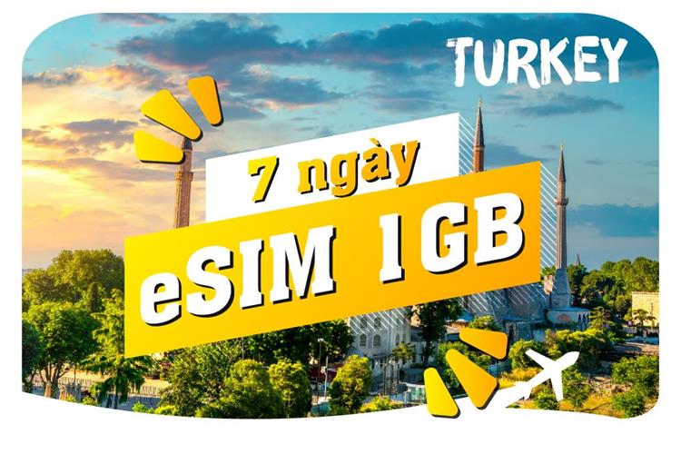 eSIM du lịch Bluecom Turkey 1GB/7 Ngày