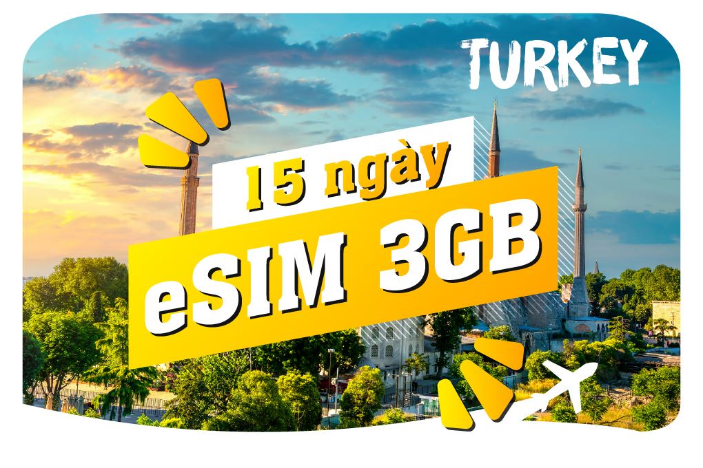 eSIM du lịch Bluecom Turkey 3GB/15 Ngày