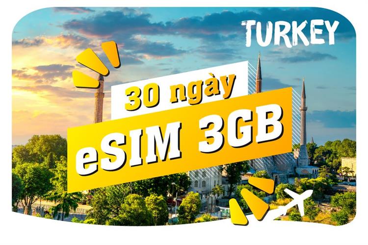 eSIM du lịch Bluecom Turkey 3GB/30 Ngày