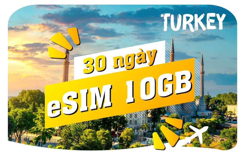 eSIM du lịch Bluecom Turkey 10GB/30 Ngày