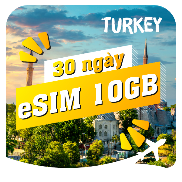 eSIM du lịch Bluecom Turkey 10GB/30 Ngày