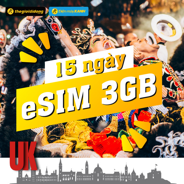 eSIM du lịch Bluecom United Kingdom 3GB/15 Ngày