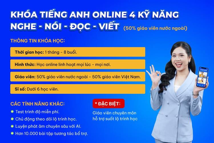 Mã kích hoạt khóa học NATIVEXAMVN8 4 kỹ năng 30 Ngày