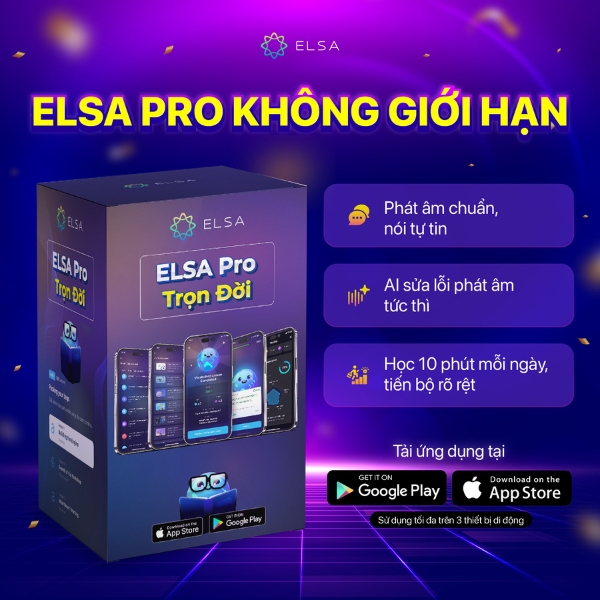 Phần mềm luyện phát âm tiếng Anh Elsa gói không giới hạn