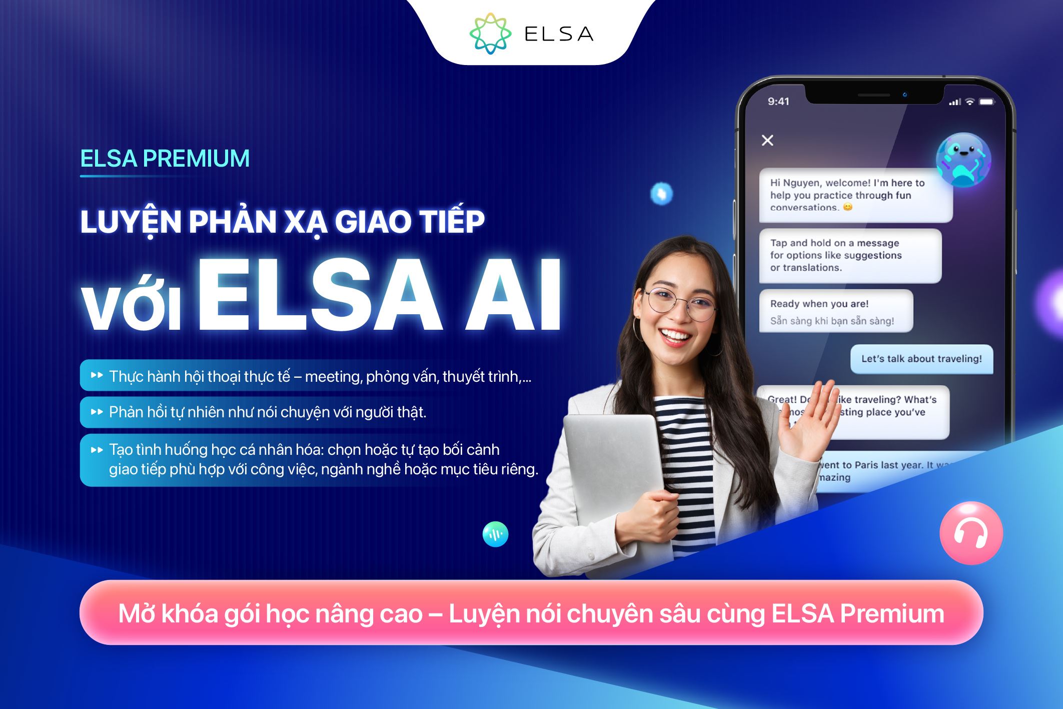 Phần mềm luyện phát âm tiếng Anh Elsa nâng cao 1 tháng
