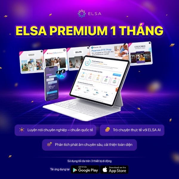 Phần mềm luyện phát âm tiếng Anh Elsa nâng cao 1 tháng
