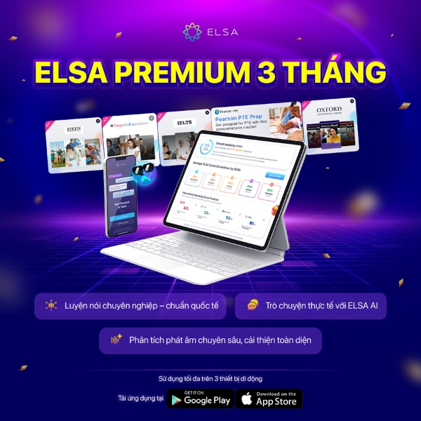 Phần mềm luyện phát âm tiếng Anh Elsa nâng cao 3 tháng
