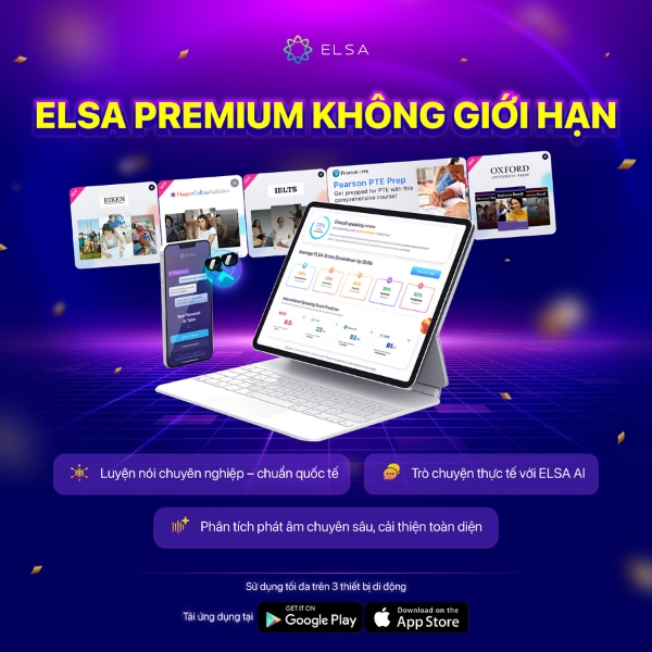 Phần mềm luyện phát âm tiếng Anh Elsa nâng cao gói không giới hạn