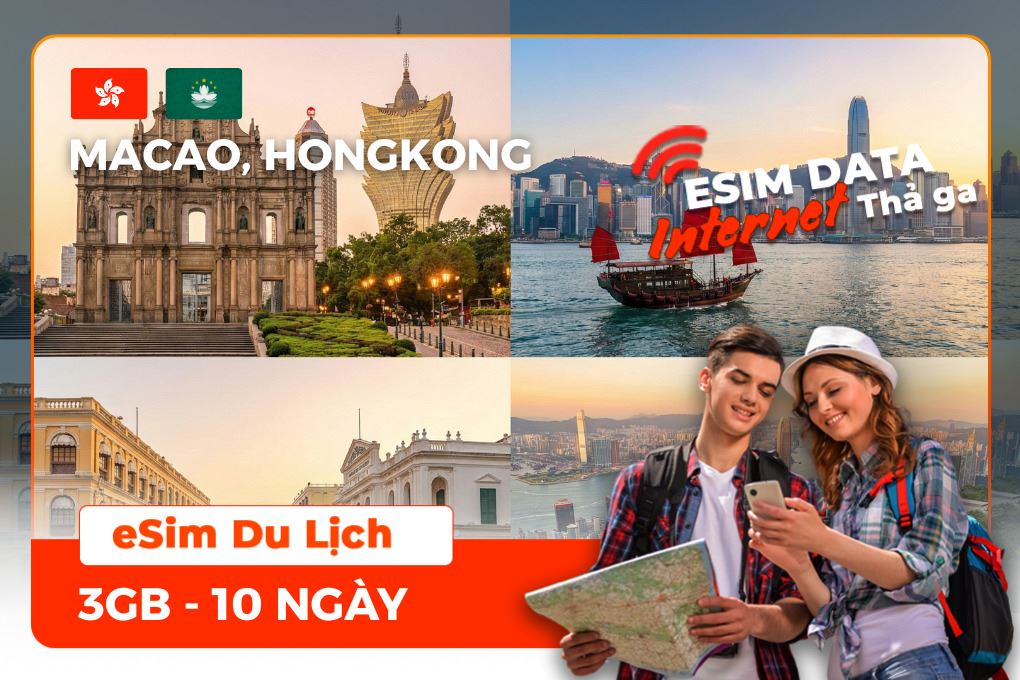eSIM du lịch Bluecom HongKong - Macau 3GB/5 Ngày