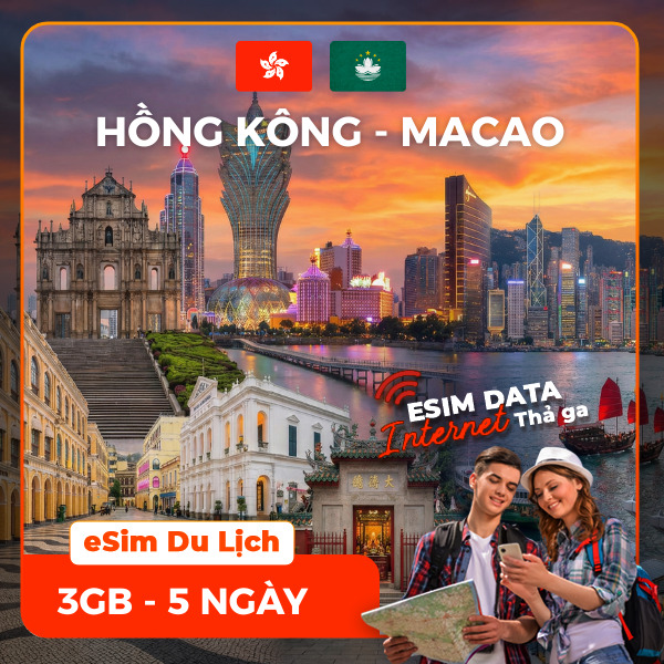 eSIM du lịch Bluecom HongKong - Macau 3GB/5 Ngày