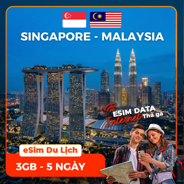 eSIM du lịch Bluecom Singapore - Malaysia 3GB/5 Ngày