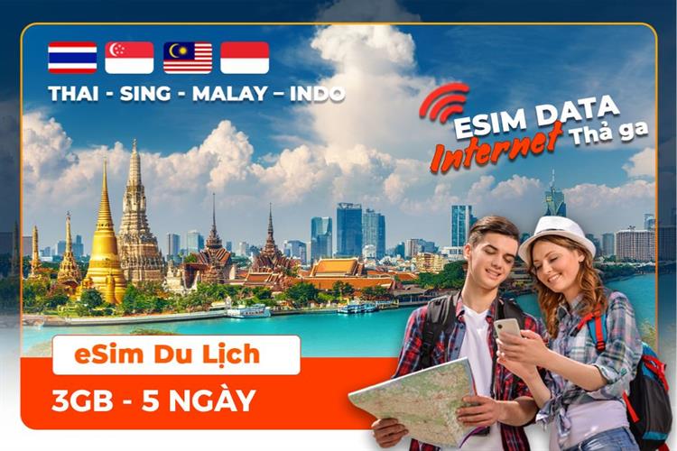 eSIM du lịch Bluecom Singapore - Indonesia - Malaysia - Thailand 3GB/5 Ngày