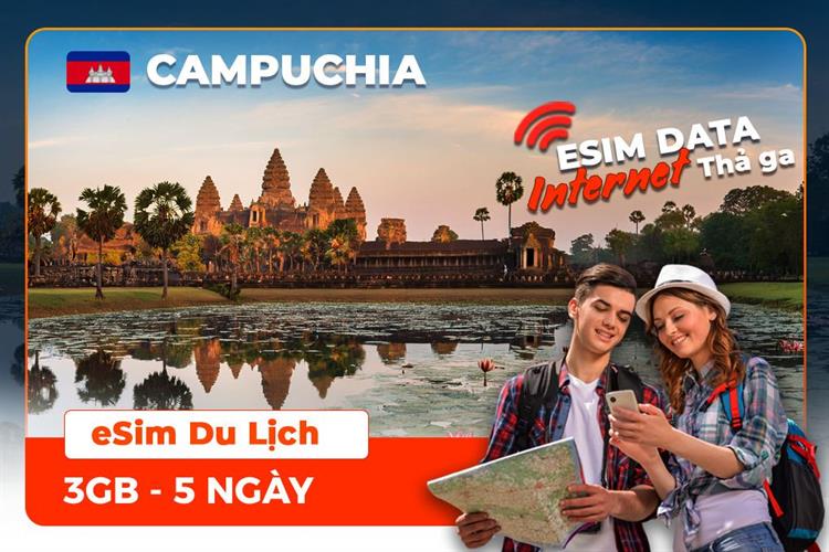 eSIM du lịch Bluecom Cambodia 3GB/5 Ngày