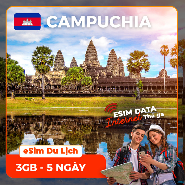 eSIM du lịch Bluecom Cambodia 3GB/5 Ngày