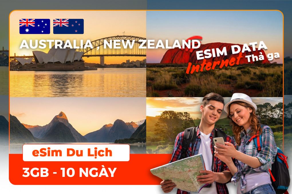 eSIM du lịch Bluecom Australia - New Zealand 3GB/10 Ngày