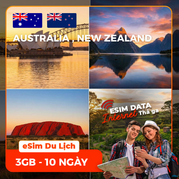 eSIM du lịch Bluecom Australia - New Zealand 3GB/10 Ngày