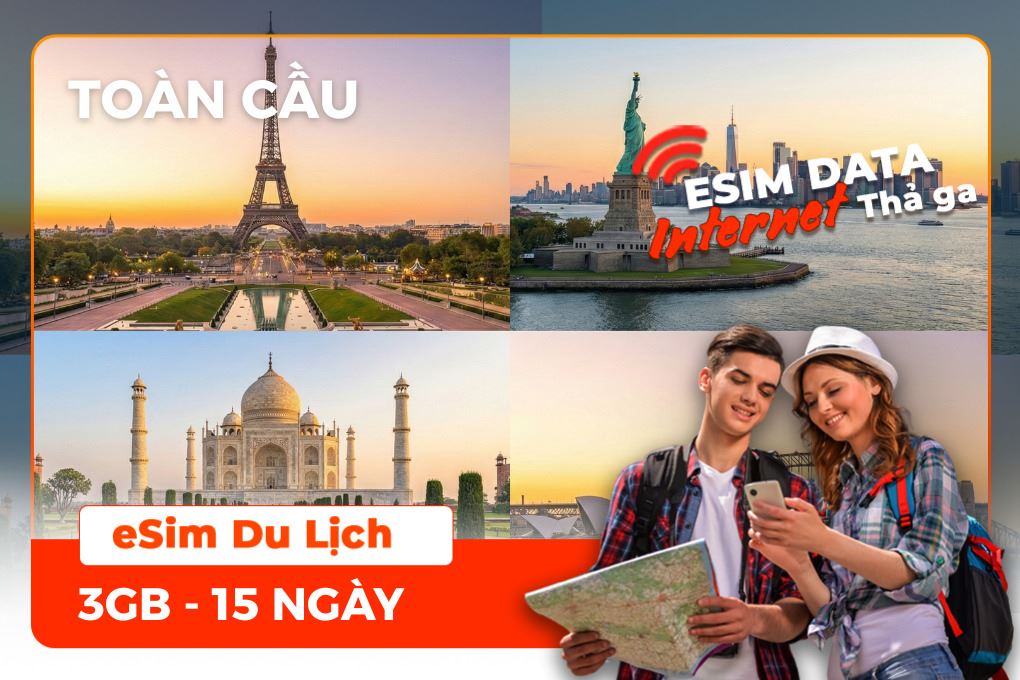 eSIM du lịch Bluecom Multi-Region H 3GB/15 Ngày