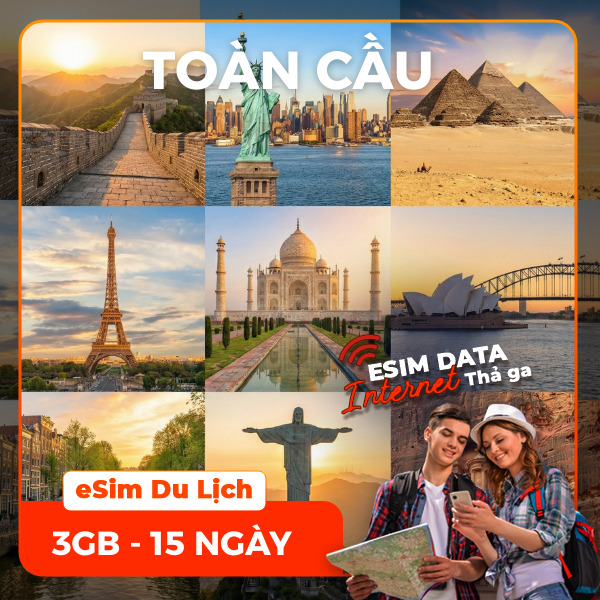 eSIM du lịch Bluecom Multi-Region H 3GB/15 Ngày