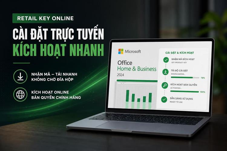 Microsoft Office Home & Business 2024 Retail Key Online (EP2-06604) Màu Trắng