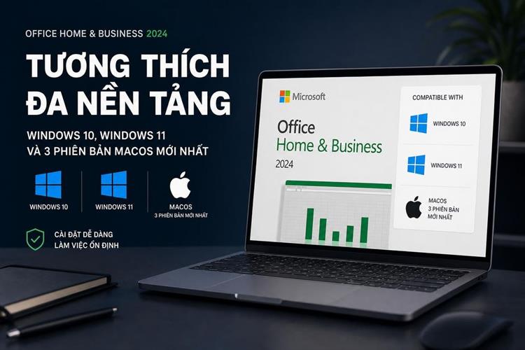 Microsoft Office Home & Business 2024 Retail Key Online (EP2-06604) Màu Trắng