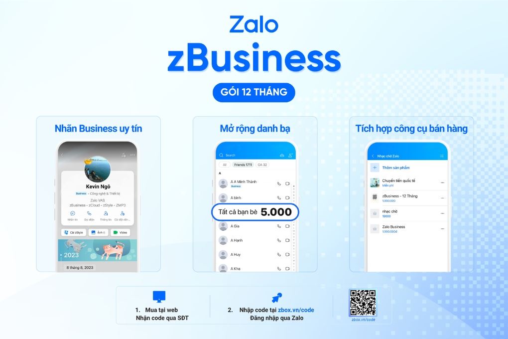 Mã code ZALO zBusiness_12 tháng