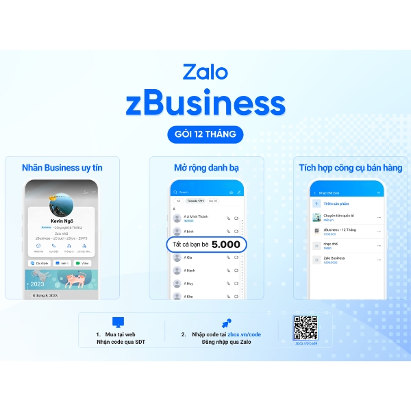 Mã code ZALO zBusiness_12 tháng