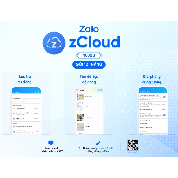 Mã code ZALO zCloud 100GB_12 tháng