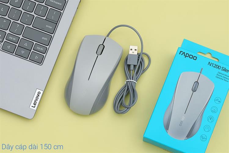 Chuột Có dây Silent Rapoo N1200 Màu Trắng - Xám