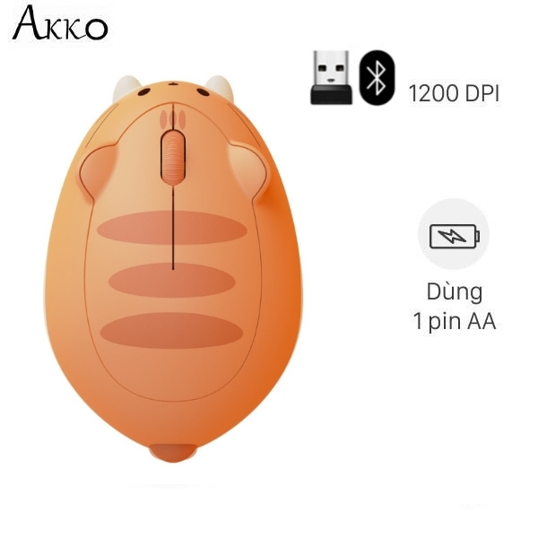Chuột Bluetooth Akko Cat Theme Mouse Orange KATE
