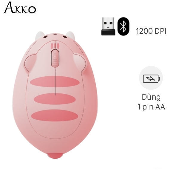 Chuột Bluetooth Akko Cat Theme Mouse Pink ANGIE