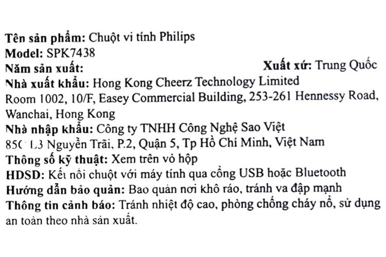 Chuột Bluetooth Philips SPK7438 Màu Đen