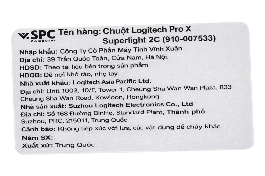 Chuột Bluetooth Gaming Logitech Pro X Superlight 2C Màu Đen