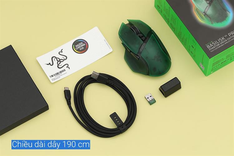 Chuột sạc Bluetooth Gaming Razer Basilisk V3 Pro 35K Phantom Green Edition Màu Xanh lá